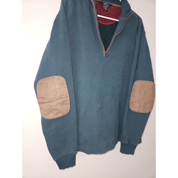 Woolrich Pullover Sweater Men's Medium 1/4 Zip Long Sleeve Elbow Patch Green - Picture 2 of 8